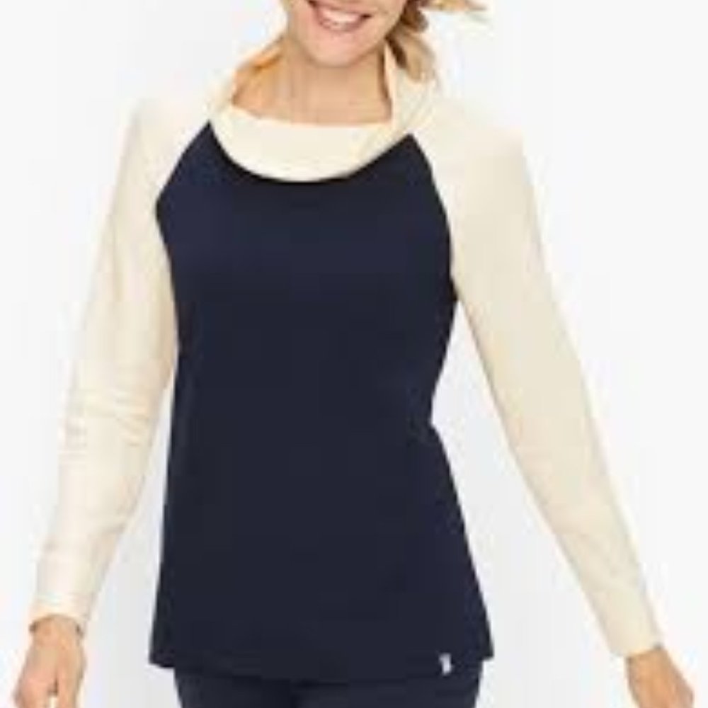 Talbots Colorblock Cowlneck Pullover Size P(XSP) NWT